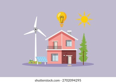 Conceito de casa de sustentabilidade. Ilustração vetorial plana colorida isolada