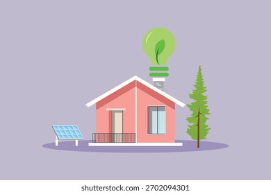 Sustainability home Concept. Colored flat vector illustration isolated