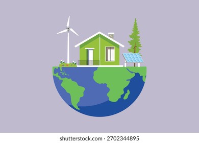 sustainability home concept. colored flat vector illustration isolated