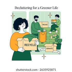 Sustainability at home involves decluttering to promote eco-friendly practices. Individuals engage in recycling, reusing, and donating, emphasizing a greener lifestyle for a healthier planet.