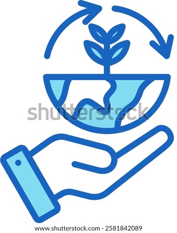 Sustainability Icon Blue Vector Illustration