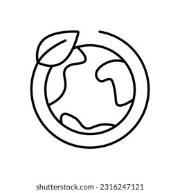Sustainability icon with Environmentally Friendly symbols with thin line black color.