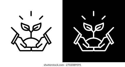 Conjunto de iconos de sostenibilidad. Diseño De Línea Limpia Con Versiones Claras Y Oscuras Para Un Uso Versátil.