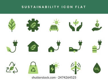 Sustainability icon set in flat style