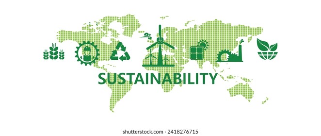 sustainability icons on white background