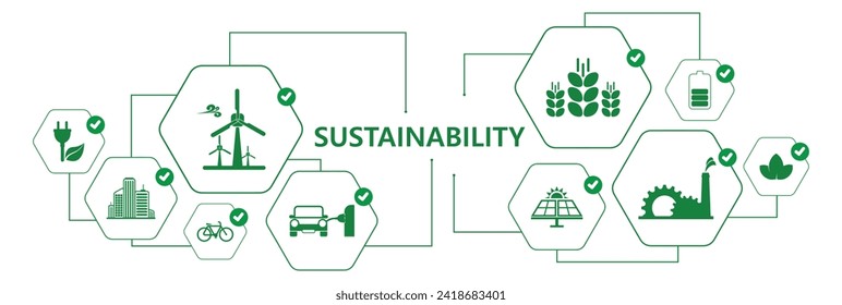 sustainability icons on white background