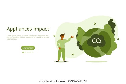 sustainability illustration set. characters seen report to more greenhouse gases from carbon dioxide. global warming concept. vector illustration.