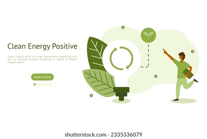 sustainability illustration set. characters using clean energy to electricity. clean energy and saving money concept. vector illustration.
