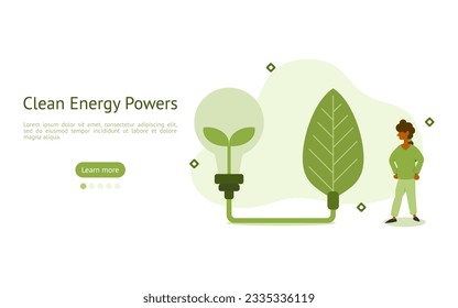 sustainability illustration set. renewable green electricity from clean energy. clean energy source concept. vector illustration.