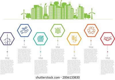 Sustainability infographic seven with icons