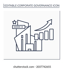 Sustainability line icon. Creating long-term stakeholder value through implementation of business strategy. Development. Corporate governance concept. Isolated vector illustration. Editable stroke