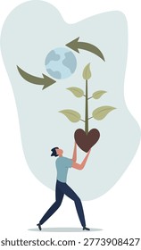 Sustainability in renewable resources as eco tree forestation .Recycling and reusing organic clean wood materials.person's life situation and his activities.