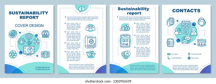 Sustainability Report Brochure Template. Flyer, Booklet, Leaflet Print Design. Economic, Environmental, Social And Governance Performance. Vector Page Layouts For Magazines, Report, Advertising Poster