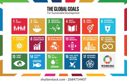 Nachhaltigkeits- und SDG-inspiriertes Symbolset - Vektorgrafik
