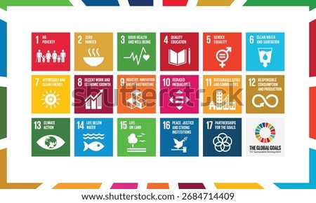 Sustainability and SDG Inspired Icon Set – Vector Illustration