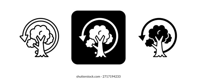 Sustentabilidad Conjunto de Ilustración vectorial de dibujo de línea negra y color sólido