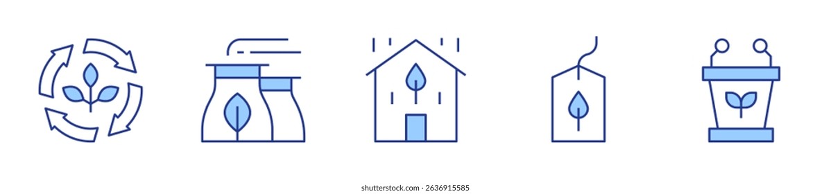 sustainability, sustainable, factory, responsible. Sustainability Icon vector illustration. Line Duotone style. Editable stroke.