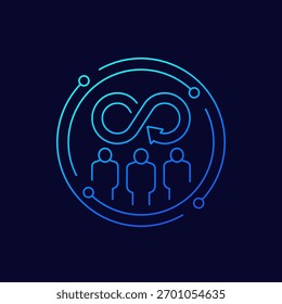 ícone da equipe de sustentabilidade com pessoas, design linear