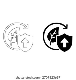 Nachhaltigkeitsupdate Sicherheit Symbol Set Öko-Schutz, Erneuerbarer Kreislauf, ESG Badge Vektor