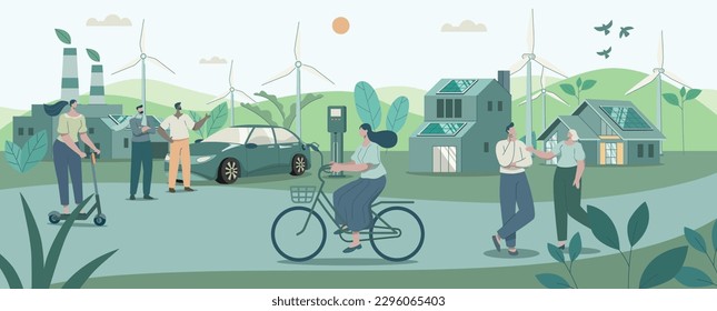 Sustainability in urban, Green city life ecology concept nature conservation on earth, environmental with sustainable, Vector design illustration.