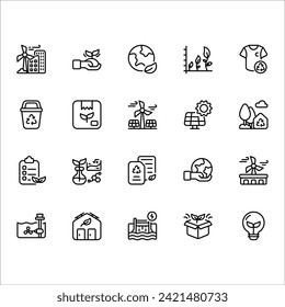 Sustainability vector icons with line style