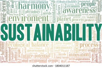 Sustainability vector illustration word cloud isolated on a white background.