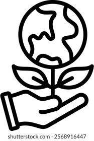 Sustainability Vector Lineal Icon On White Background.