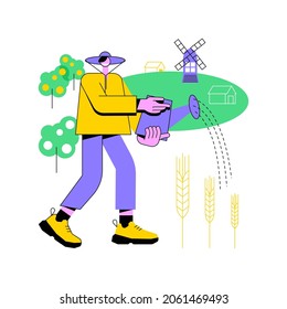 Sustainable Agriculture Abstract Concept Vector Illustration. Farming Process, Sustainable Food System, Ecology Oriented Growing, Natural Resources, Soil Regeneration, Watering Abstract Metaphor.