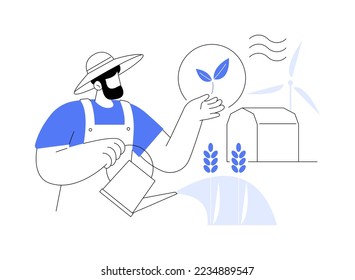 Sustainable agriculture abstract concept vector illustration. Farming process, sustainable food system, ecology oriented growing, natural resources, soil regeneration, watering abstract metaphor.