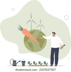 Sustainable agriculture and ecological slow food growth.Environmental gardening with clean energy resources consumption for biological vegetables farming.
