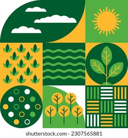 Sustainable Agriculture geometric pattern - Land Management. Conservation initiatives of land use - corporate style element