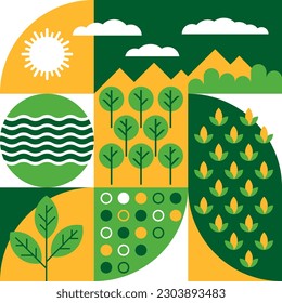 Sustainable Agriculture pattern - Land Management. Conservation initiatives of land use - corporate style element