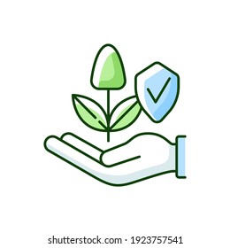 Sustainable agriculture RGB color icon. Smart farming. Ecofarm. Environmental protection. Chemical pesticides and fertilizers. Isolated vector illustration