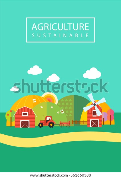 Sustainable Agriculture Web Banner Flat Agriculture Stock Vector ...