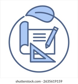 Sustainable Architecture Blue Icon Vector Illustration