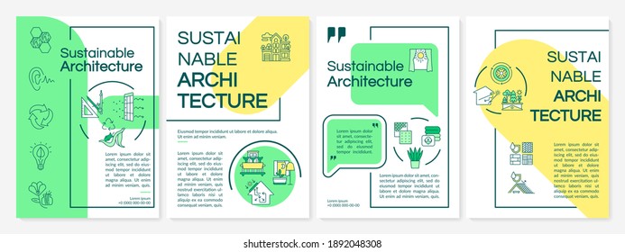 Sustainable architecture and building brochure template. Flyer, booklet, leaflet print, cover design with linear icons. Vector layouts for magazines, annual reports, advertising posters
