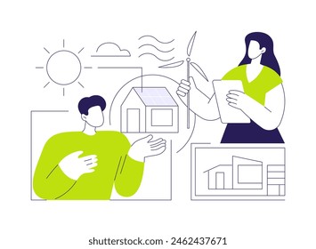 Sustainable architecture consultancy abstract concept vector illustration. Discussion about sustainable architecture, ecology environment, modern building, eco-friendly property abstract metaphor.