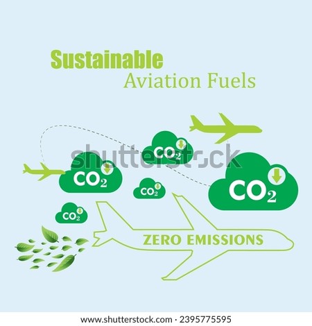 Sustainable Aviation Fuels Drawing Vector Illustration