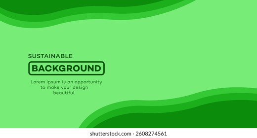 Sustainable background, save environment. Green energy planet illustration shows windmills, solar panels, and building symbols representing sustainable development in ecology concept. 