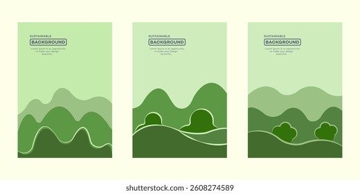Sustainable background, save environment. Green energy planet illustration shows windmills, solar panels, and building symbols representing sustainable development in ecology concept. 