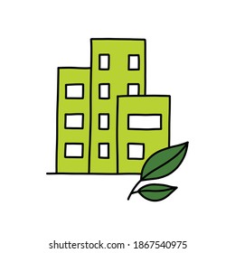 sustainable building doodle icon, vector illustration