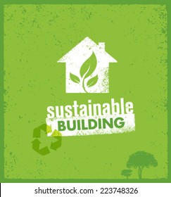 Sustainable Building Green Eco House Vector Concept on Organic Background