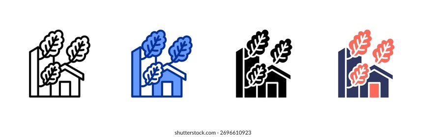 Nachhaltiges Gebäude Symbol Blatt mehrere Stilkollektion