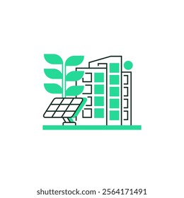 Sustainable Building Line Icon. linear style sign for mobile concept and web design. Outline vector icon.