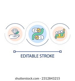 Sustainable business development loop concept icon. Successful partnership. Quality of product abstract idea thin line illustration. Isolated outline drawing. Editable stroke. Arial font used