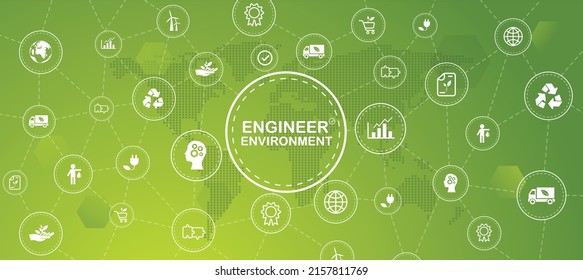 entorno empresarial sostenible o diseño de empresas ecológicas ilustraciones vectoriales Concepto con iconos relacionados con la protección ambiental y la sostenibilidad en las empresas.