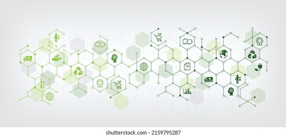 entorno empresarial sostenible o diseño de empresas ecológicas ilustraciones vectoriales Concepto con iconos relacionados con la protección ambiental y la sostenibilidad en las empresas.