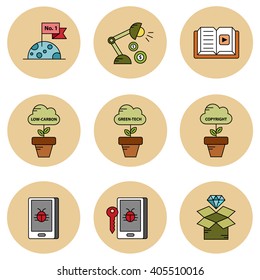 Sustainable business and innovation vector icon set 
