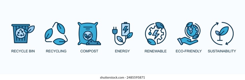 Sustainable Business Practices Banner Web Icon Vector Illustration Concept With Recycle Bin, Recycling, Compost, Energy, Renewable, Eco Friendly, Sustainability