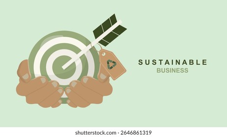 Sustainable business target concept. Green business goals and environmental responsibility illustration ideal for corporate sustainability presentation. Green business goals. Vector illustration